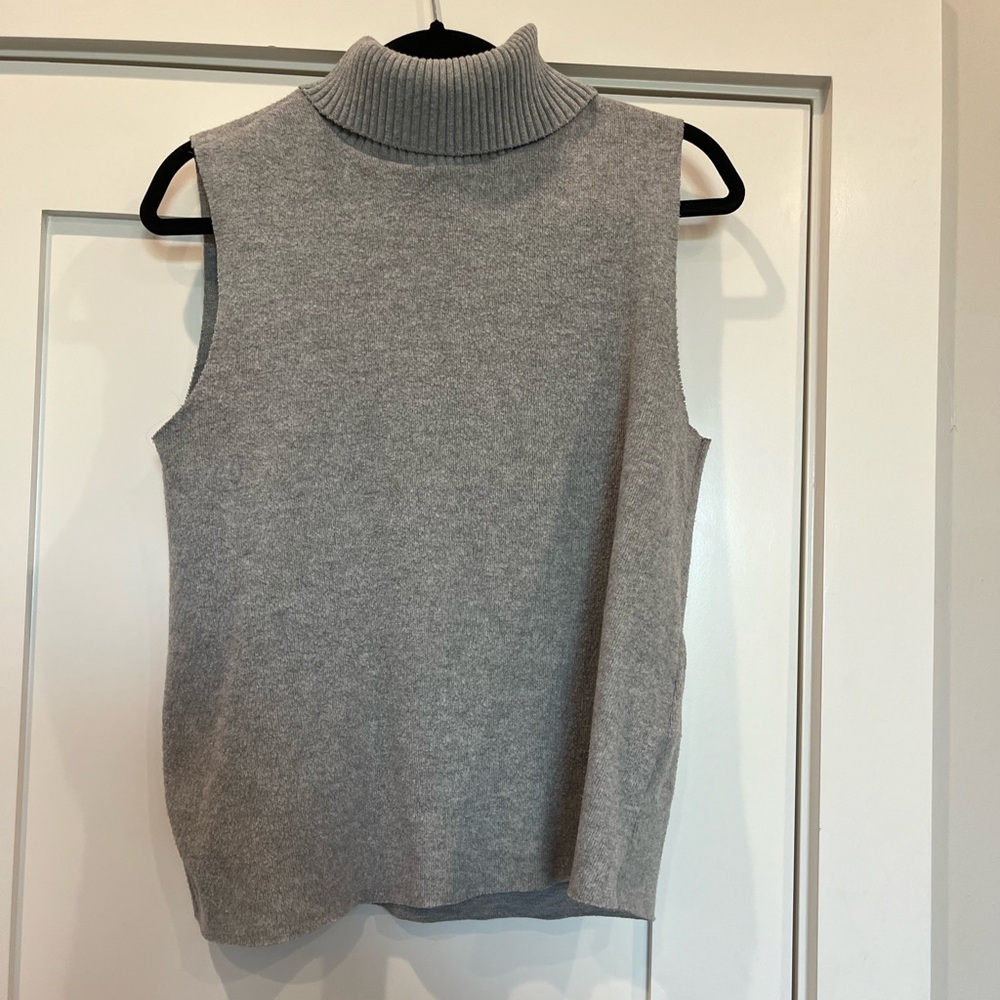 large zara sweater vest turtleneck grey